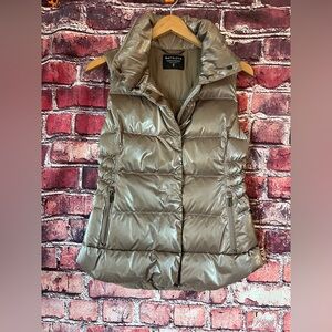 Athleta Gilet Downtown Puffer Vest Metallic Pyrite Gold/Bronze